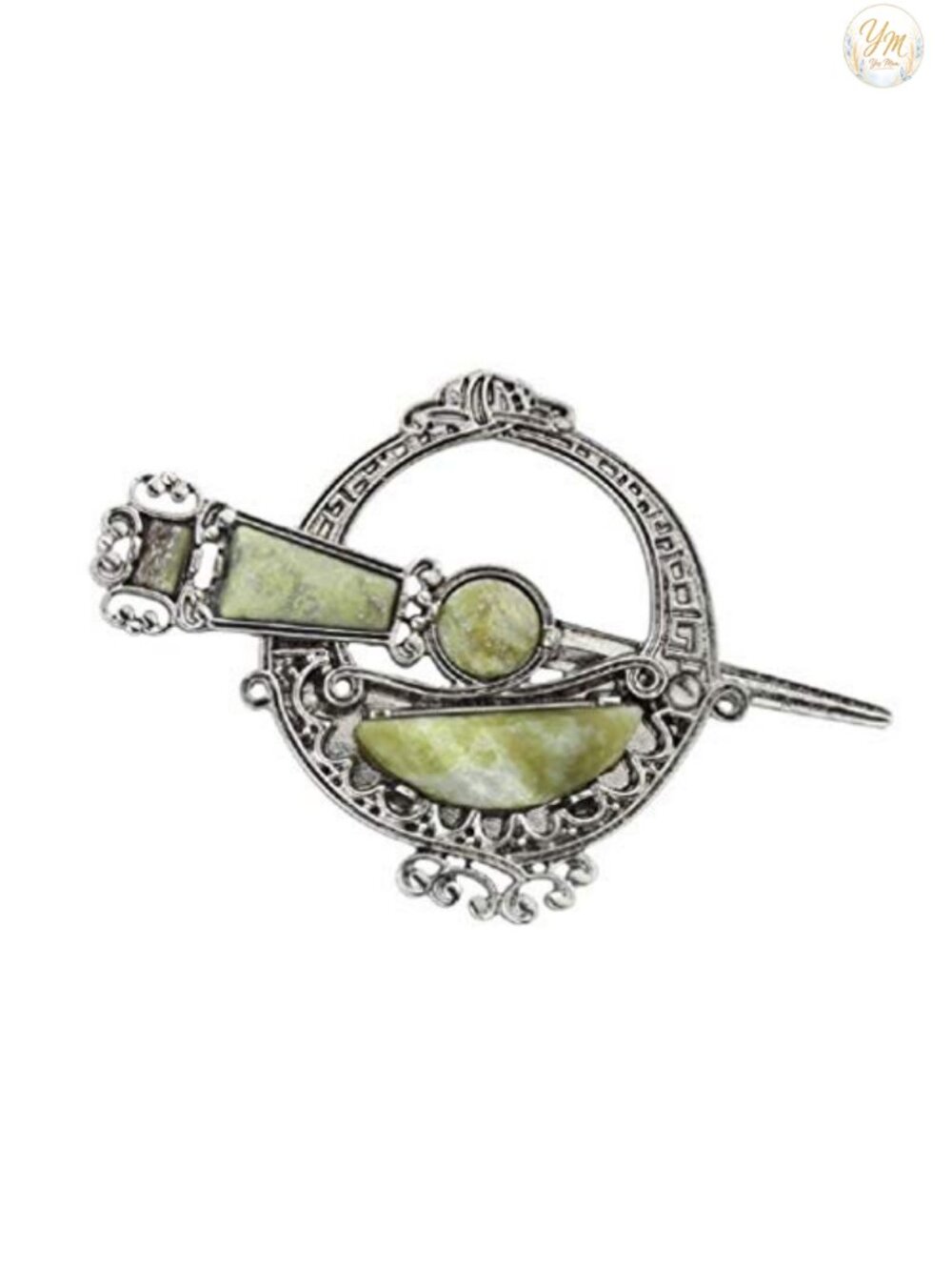 Connemara Marble Brooch Pin Stem Safety Bezel Setting Irish Jewelry